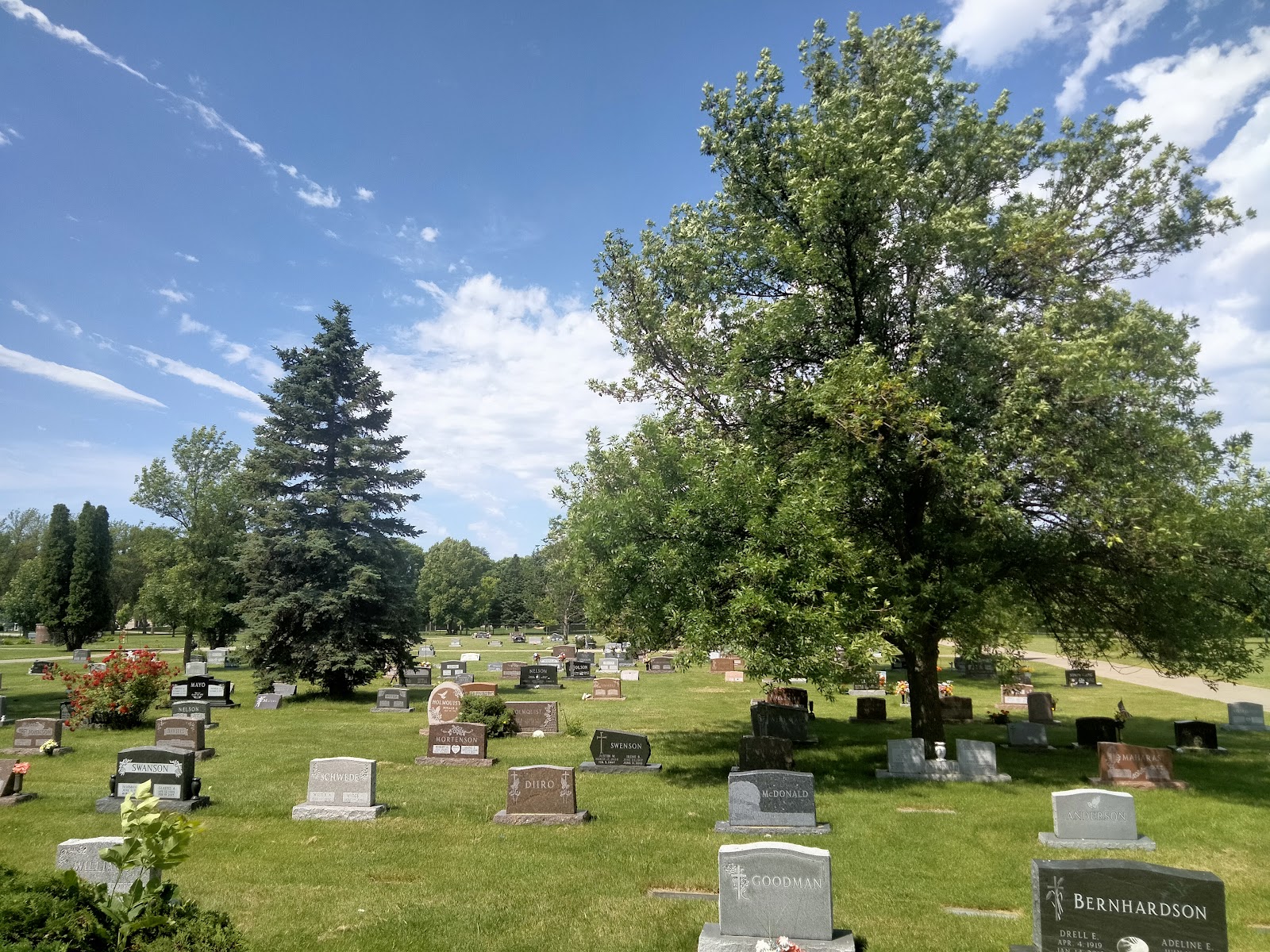 Evergreen Memorial Cemetery cemetery grounds and headstones