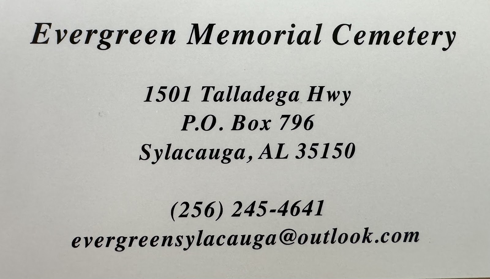 Evergreen Memorial Cemetery cemetery grounds and headstones