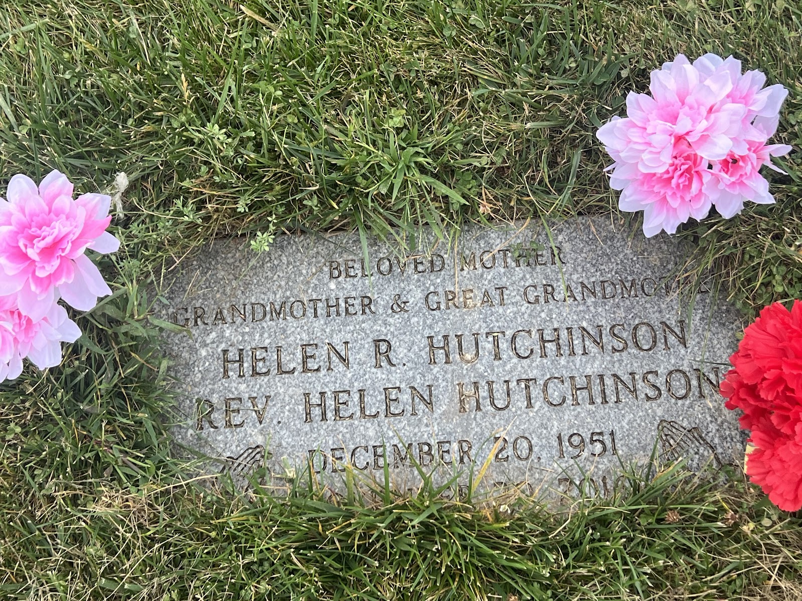 Evergreen Memorial Park headstone and grounds