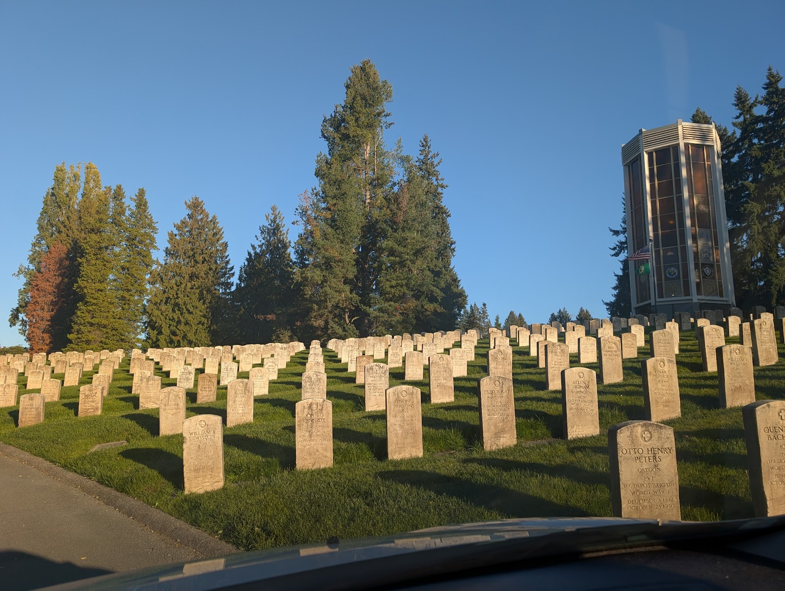Evergreen Washelli Columbarium headstone and grounds