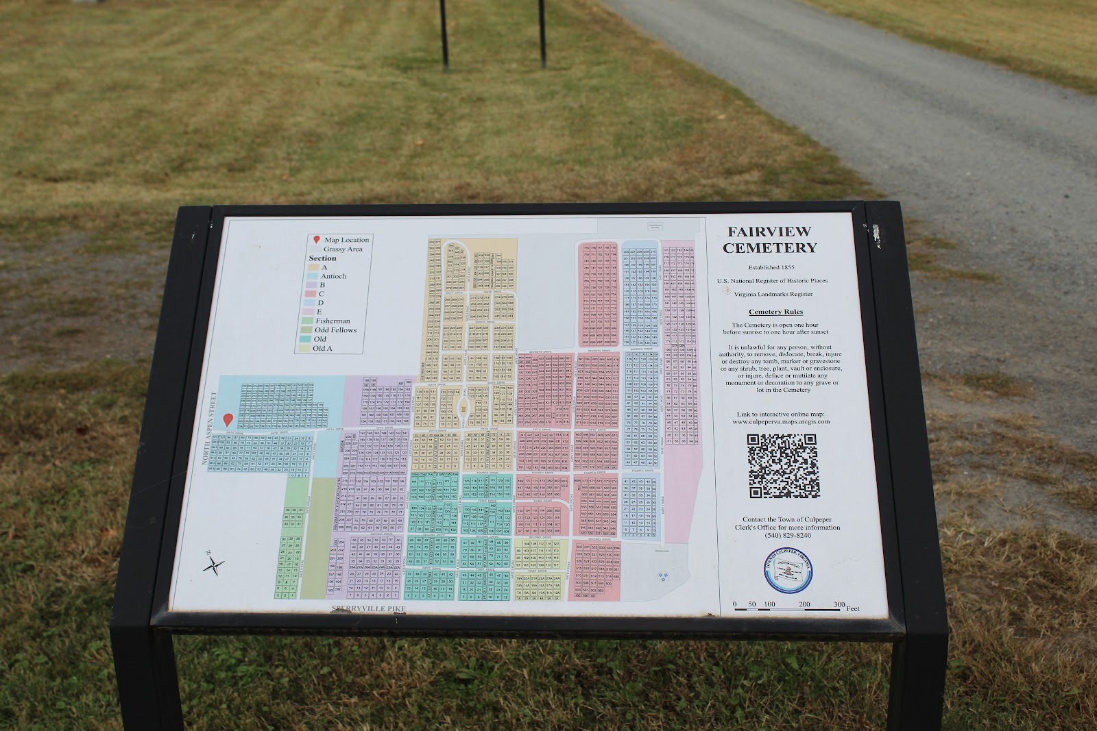 Fairview Cemetery headstone and grounds