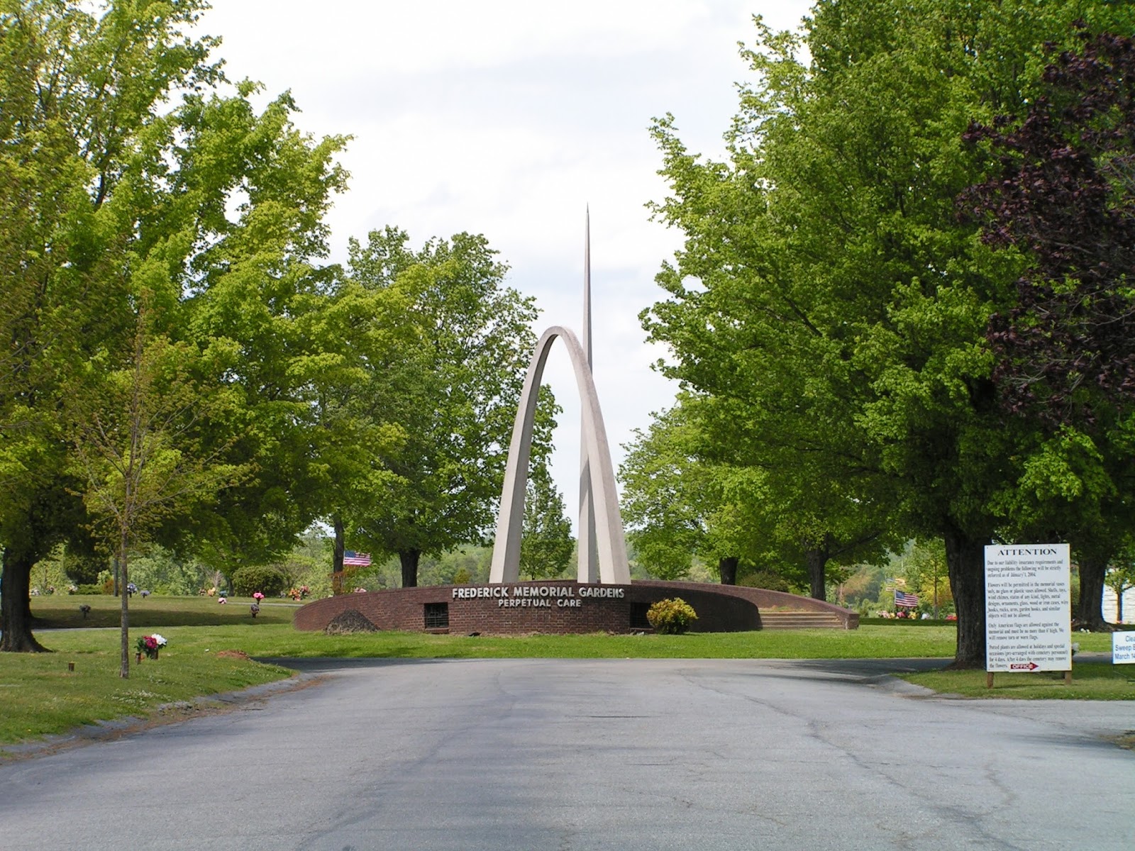 Frederick Memorial Gardens headstone and grounds