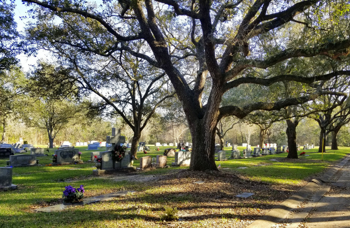 Galveston Memorial Park Cemetery headstone and grounds