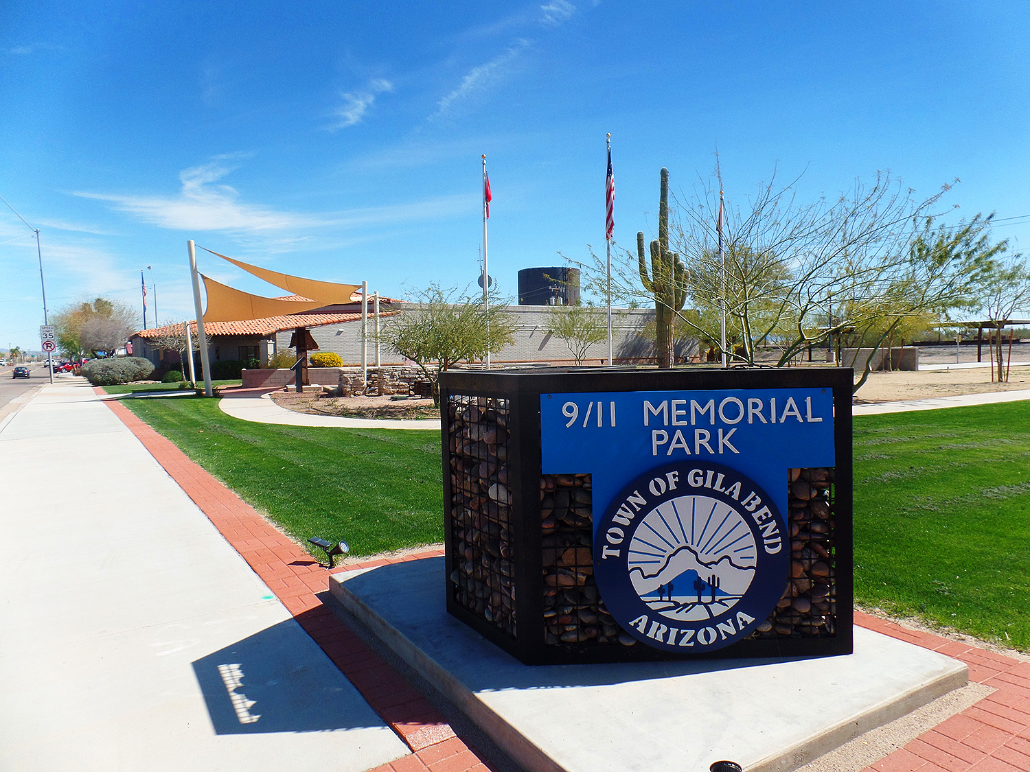 Gila Bend 9/11 Memorial Park cemetery grounds and headstones
