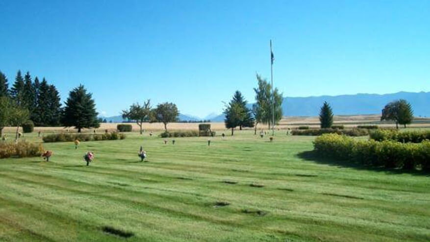 Glacier Memorial Gardens cemetery grounds and headstones
