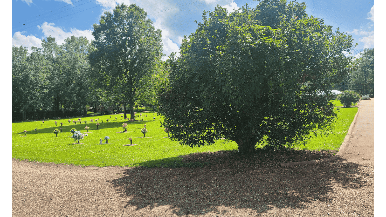 Glenwood Memorial Park headstone and grounds