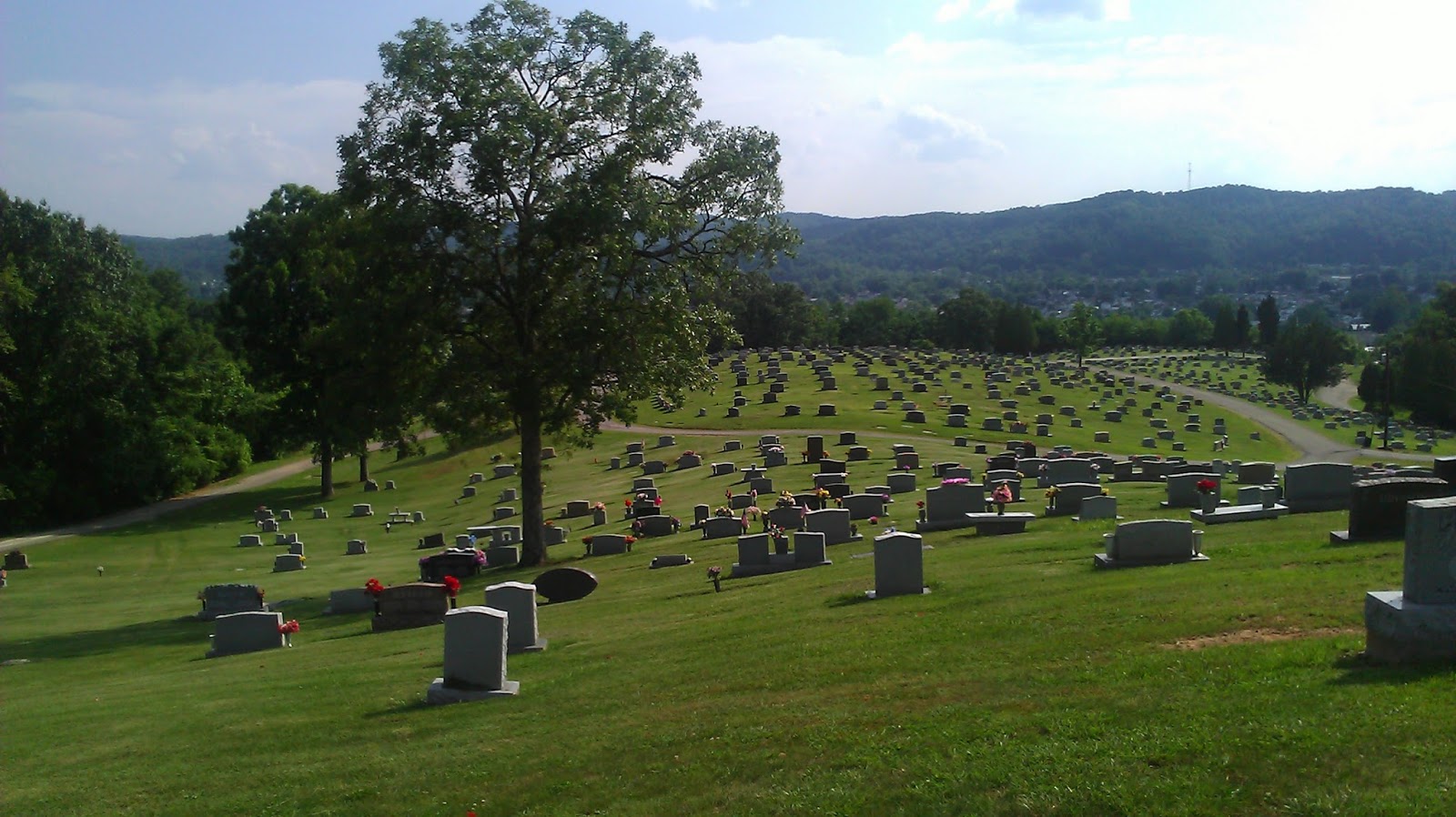 Grandview Memorial Park cemetery grounds and headstones