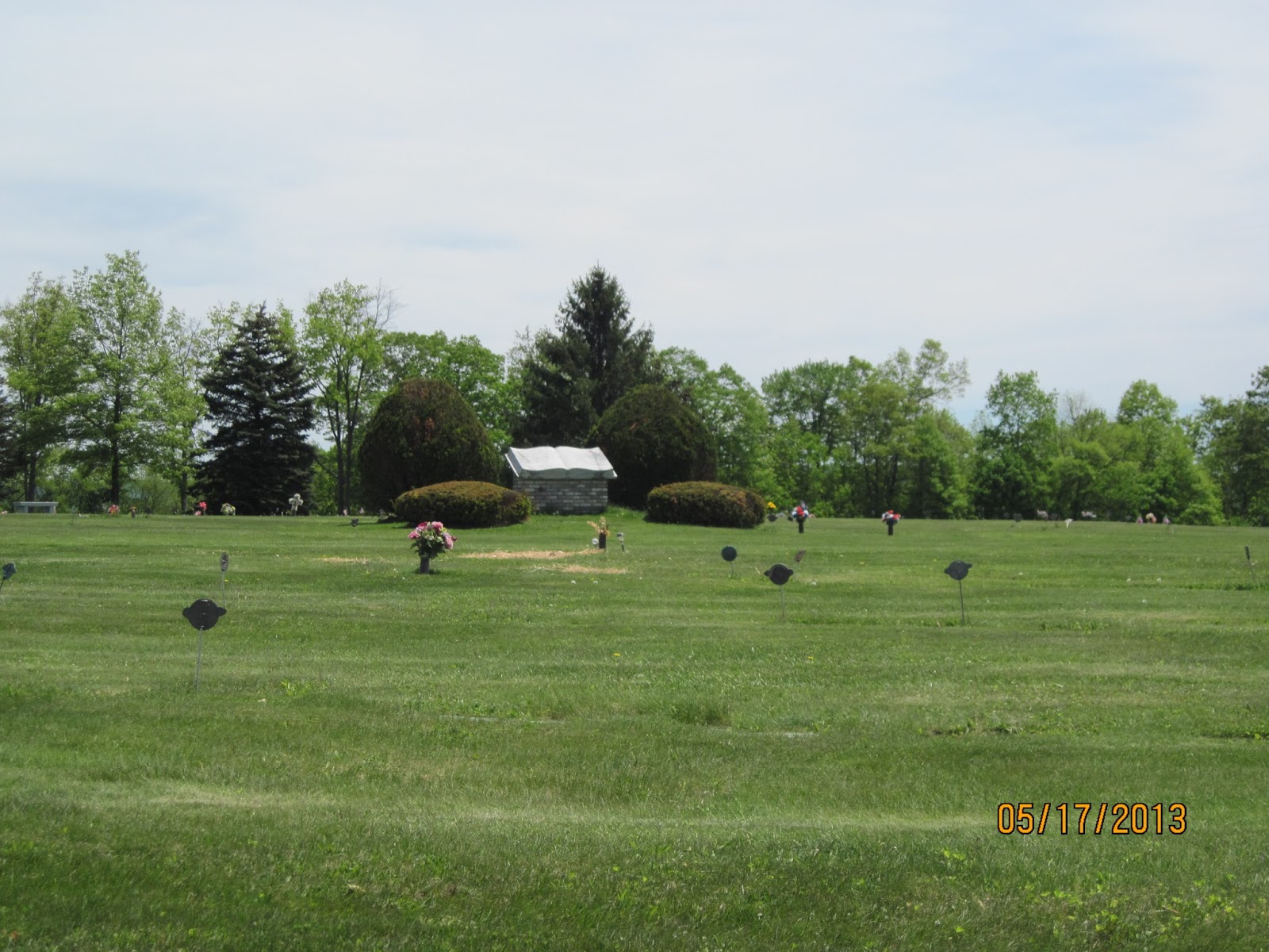 Green Lawn Memorial Park cemetery grounds and headstones