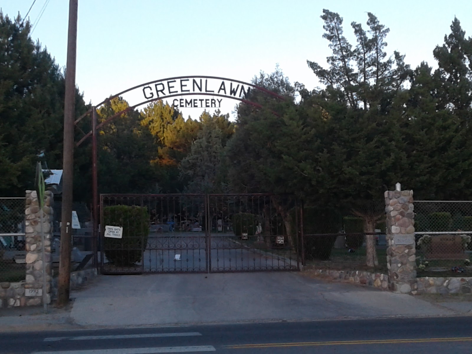 Greenlawn Cemetery headstone and grounds