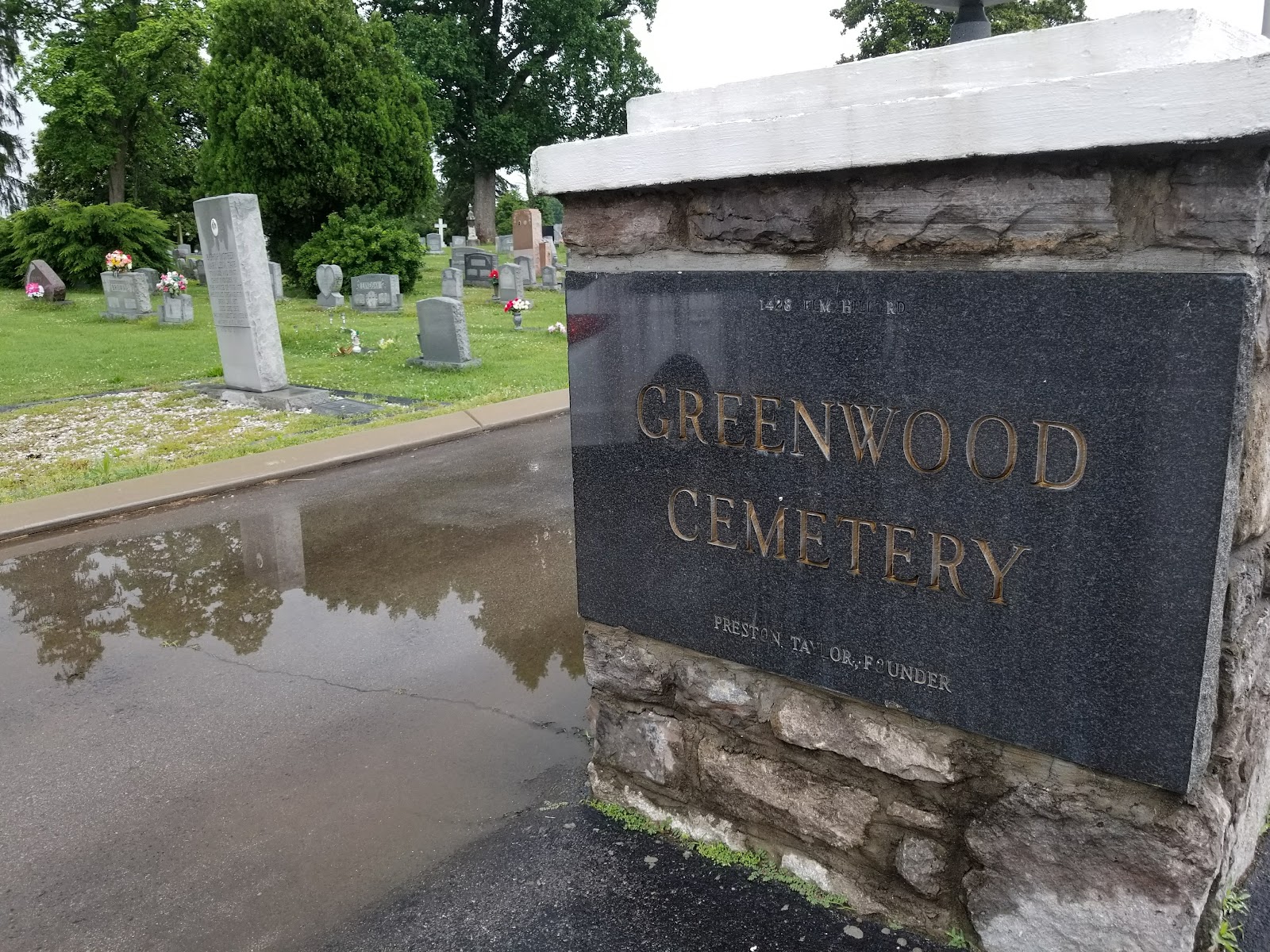 Greenwood Cemetery cemetery grounds and headstones