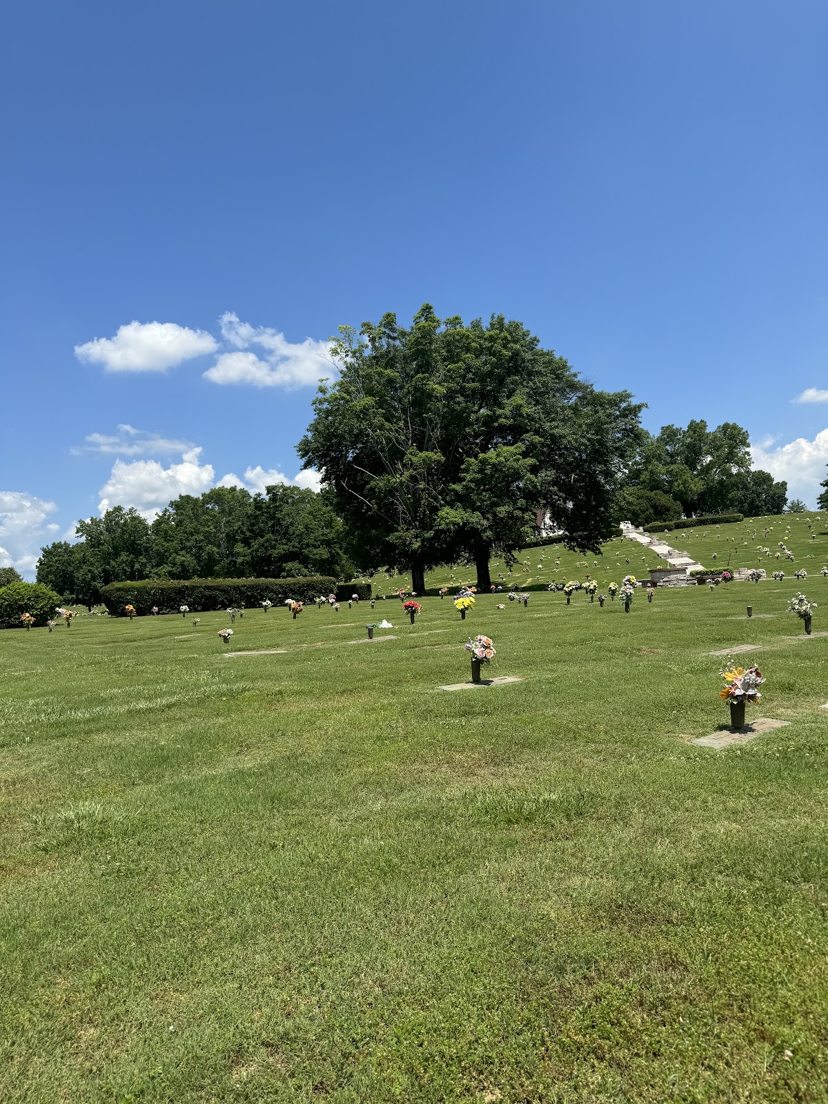 Hamilton Memorial Gardens cemetery grounds and headstones