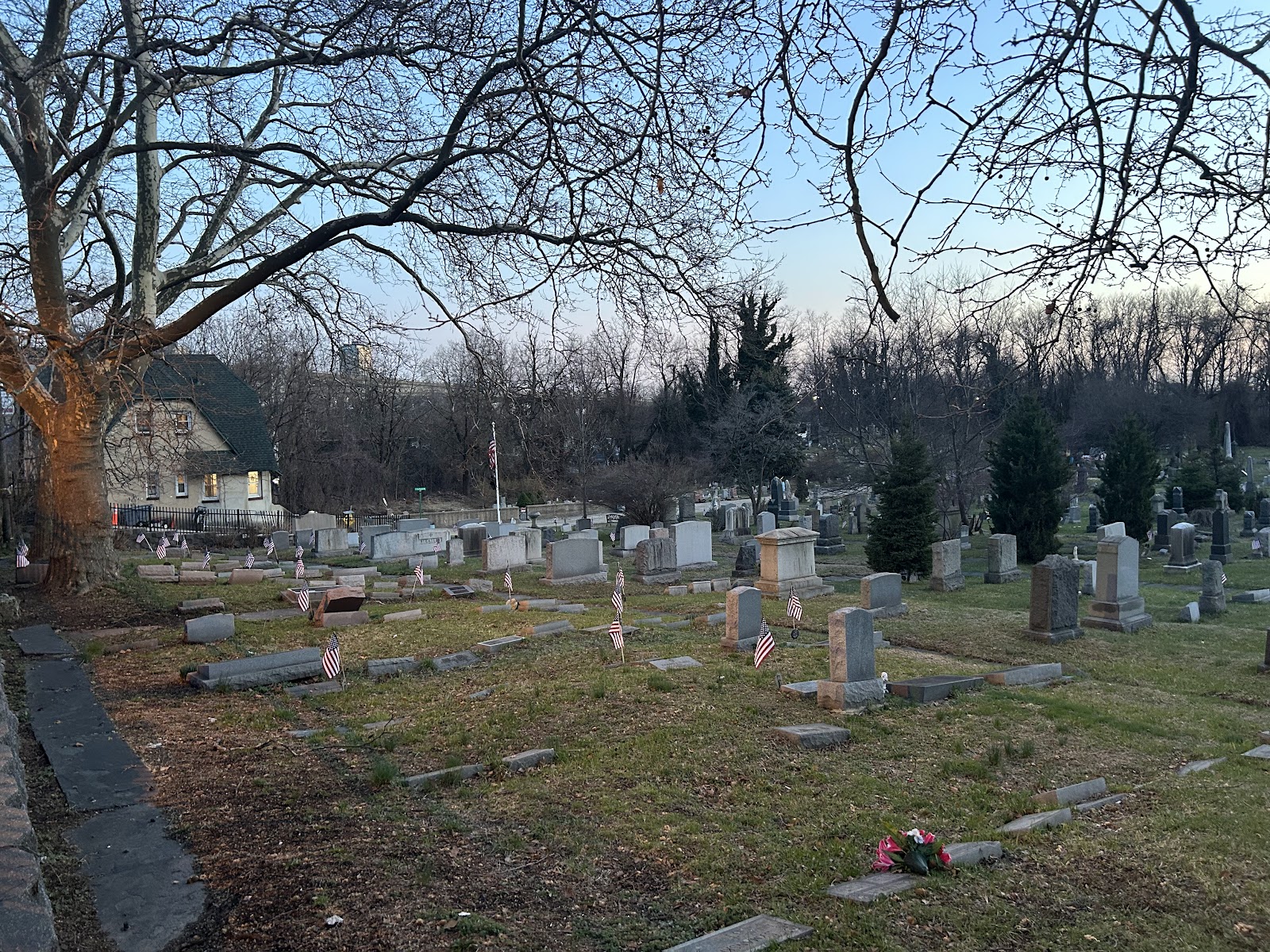 Harsimus Cemetery headstone and grounds