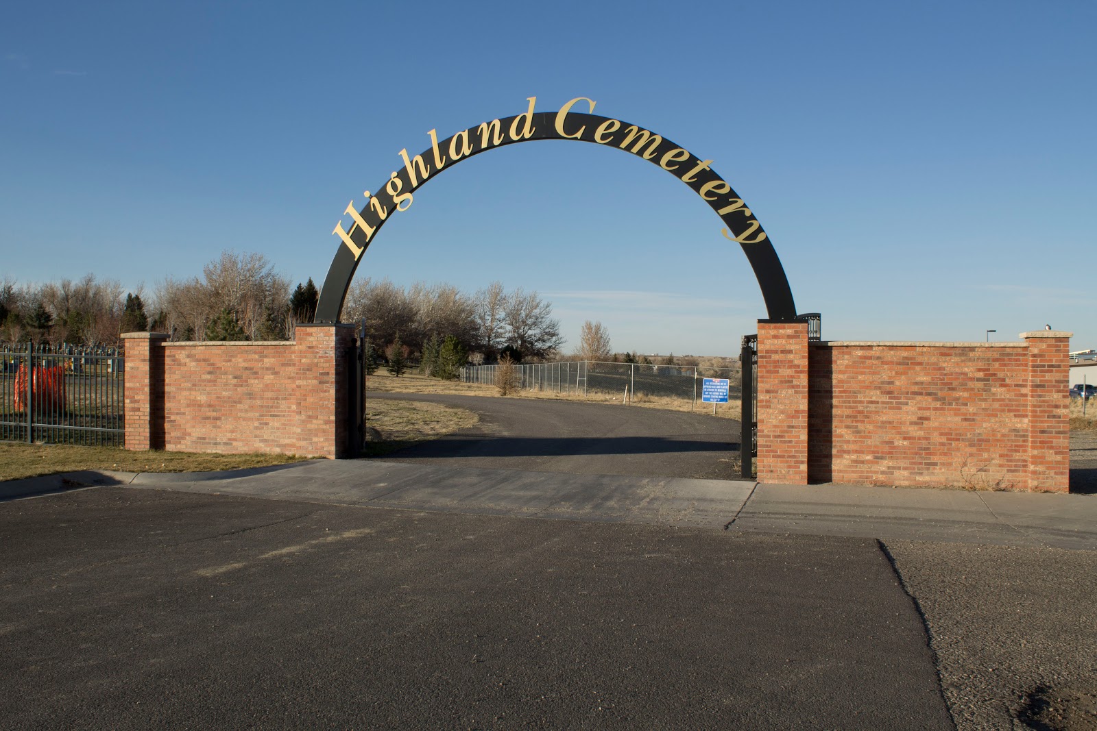 Highland Cemetery Office cemetery grounds and headstones