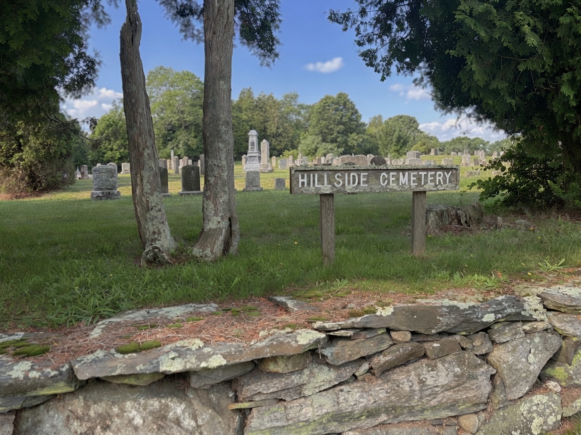 Hillside Cemetery headstone and grounds