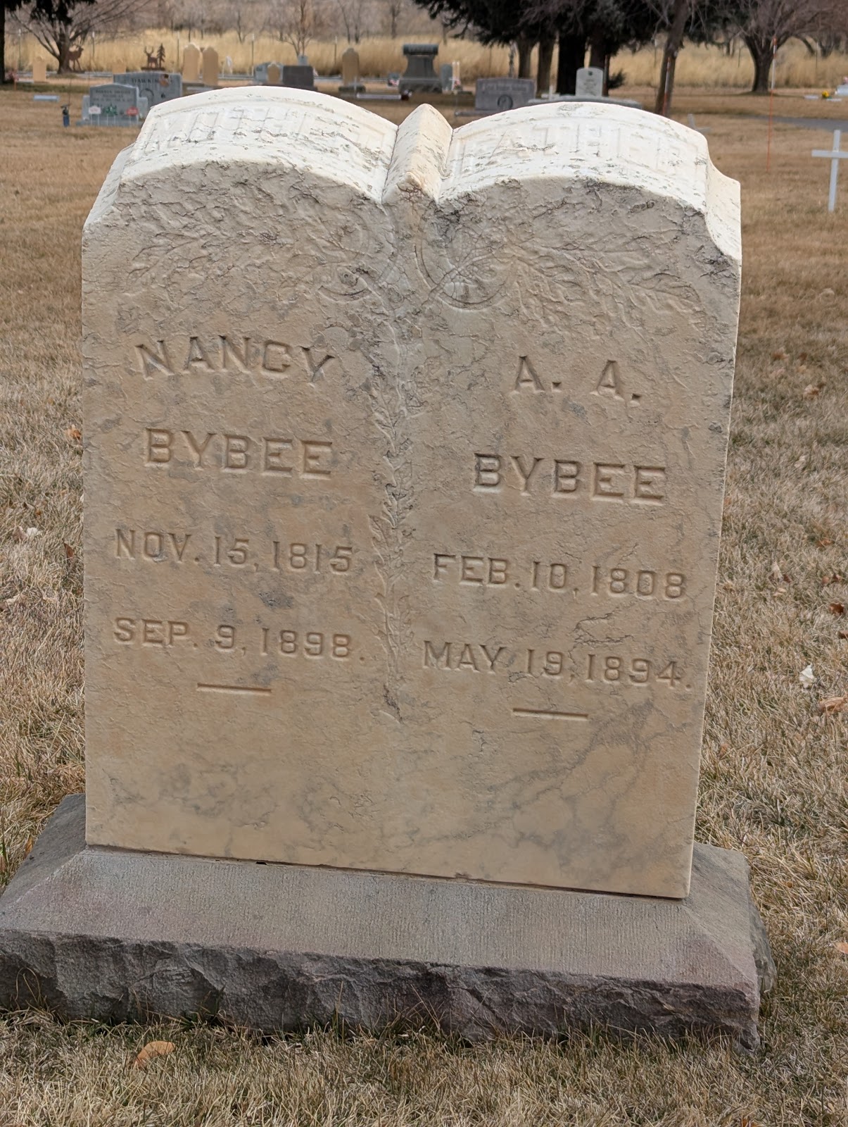 Honeyville Cemetery headstone and grounds