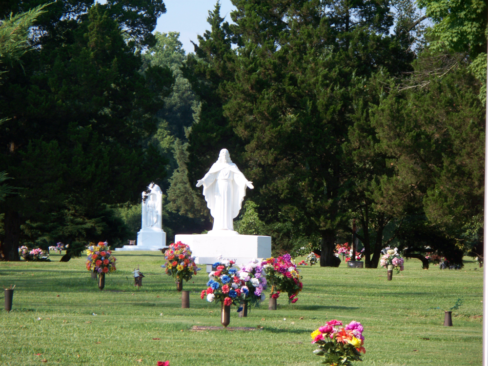 Huntsville Memory Gardens cemetery grounds and headstones