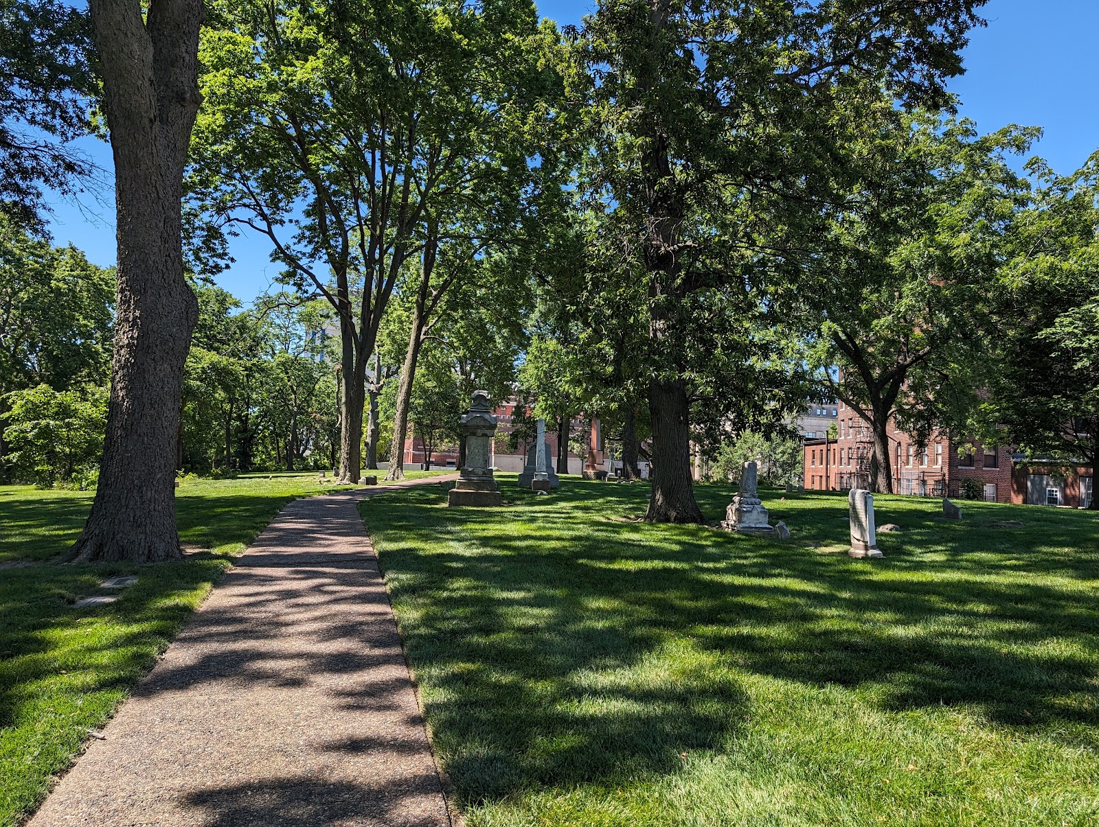 Huron Indian Cemetery cemetery grounds and headstones