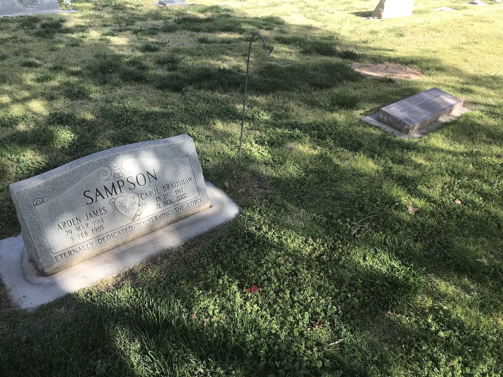 Hurricane City Cemetery headstone and grounds