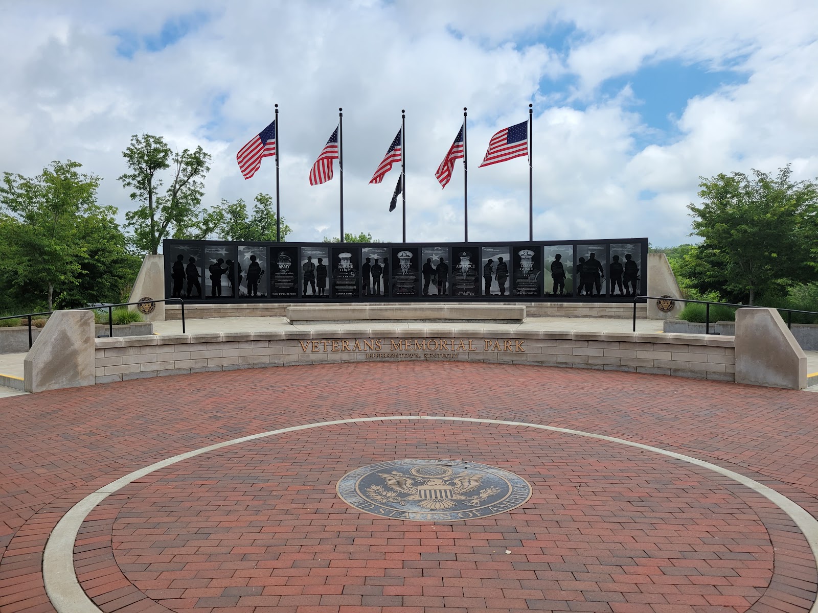 Jeffersontown Veterans Memorial Park cemetery grounds and headstones