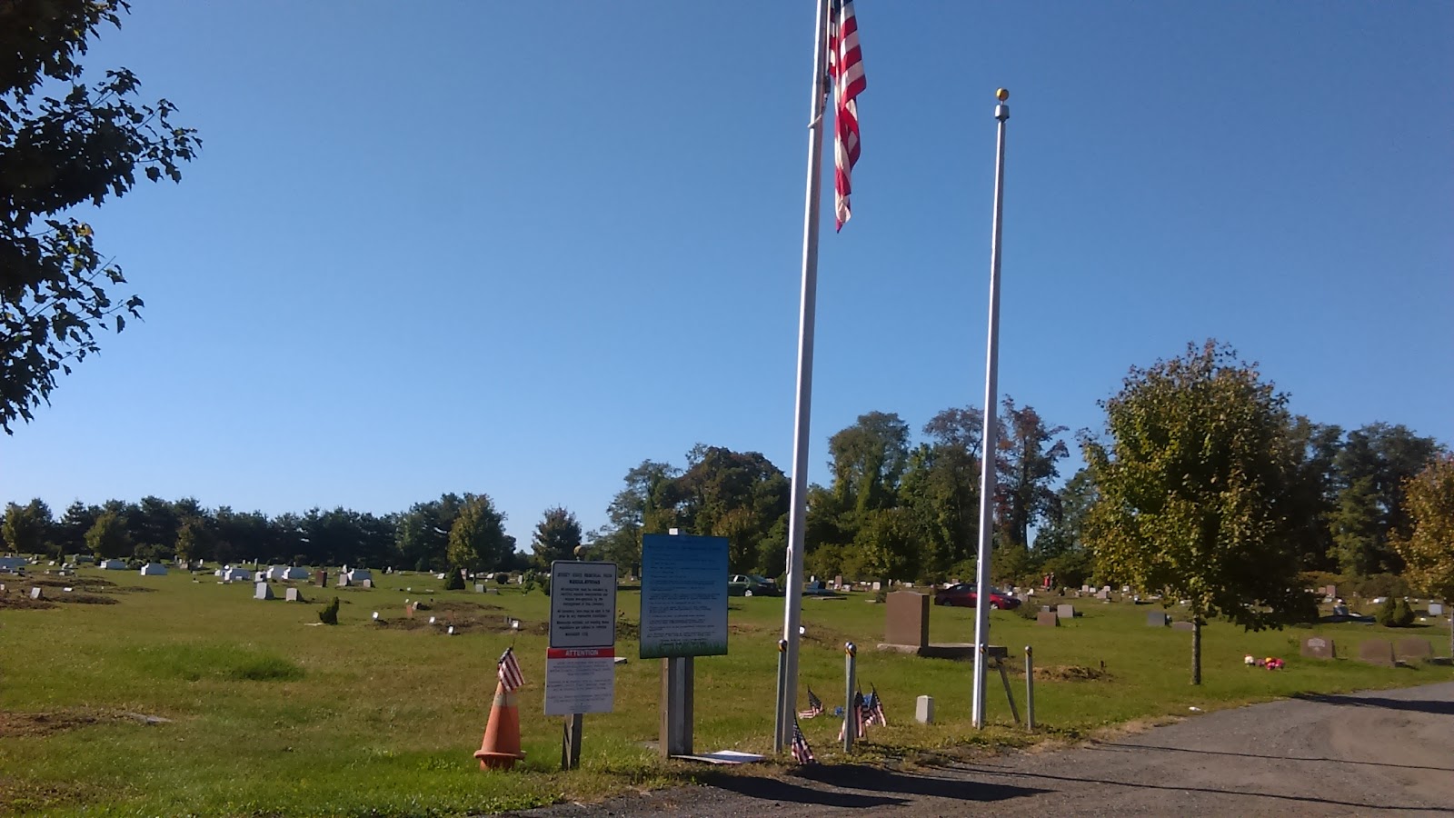 Jersey State Memorial Park cemetery grounds and headstones