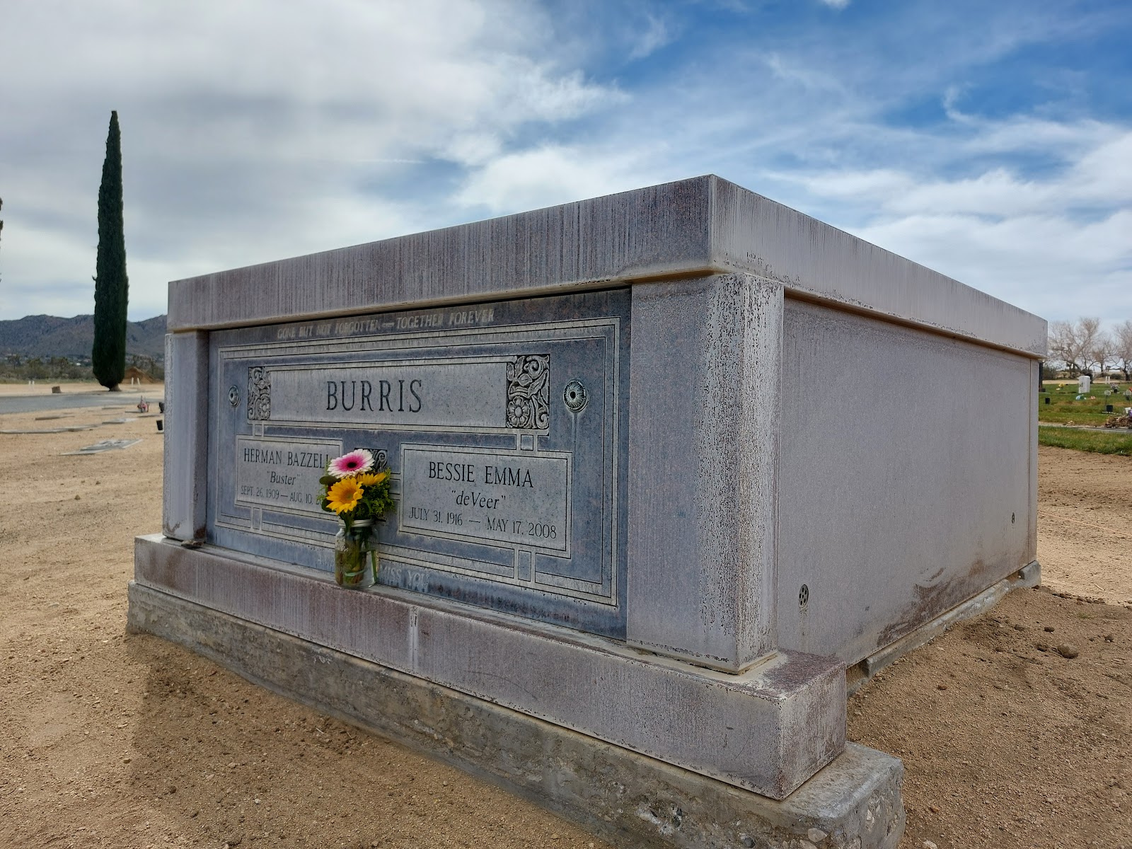 Joshua Tree Memorial Park cemetery grounds and headstones