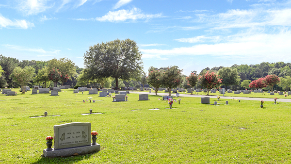 Knollwood Memorial Park cemetery grounds and headstones