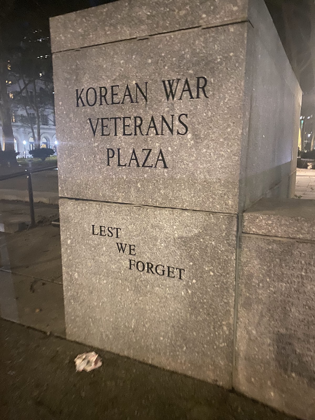 Korean War Veterans Plaza cemetery grounds and headstones