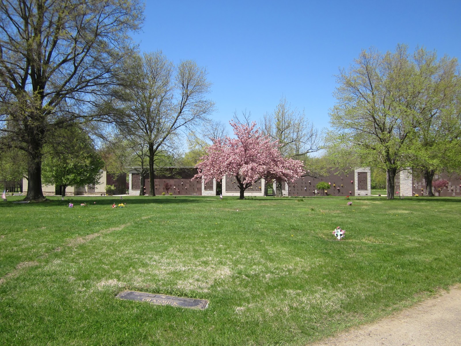 Locustwood Memorial Park headstone and grounds