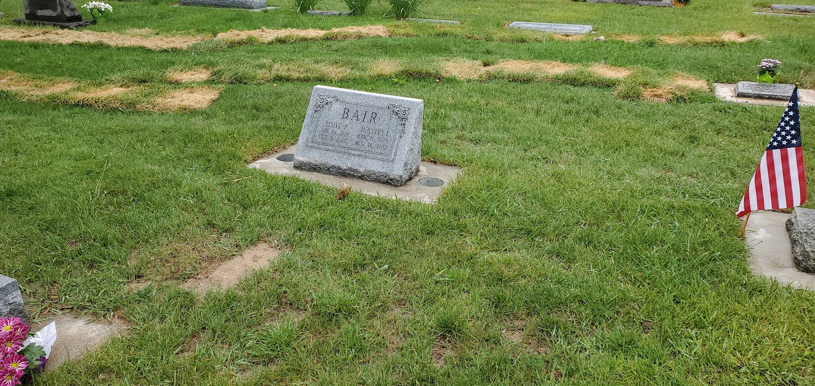 Logan Cemetery headstone and grounds