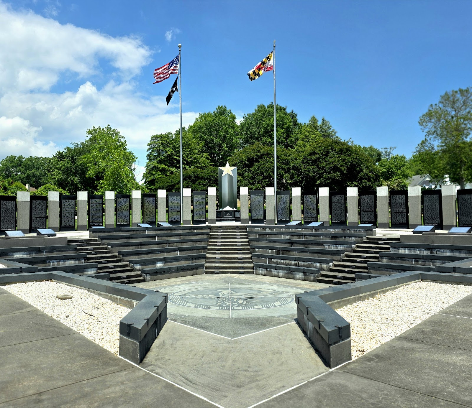 Maryland World War II Memorial cemetery grounds and headstones