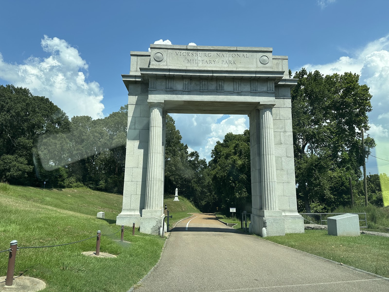 Memorial Arch cemetery grounds and headstones