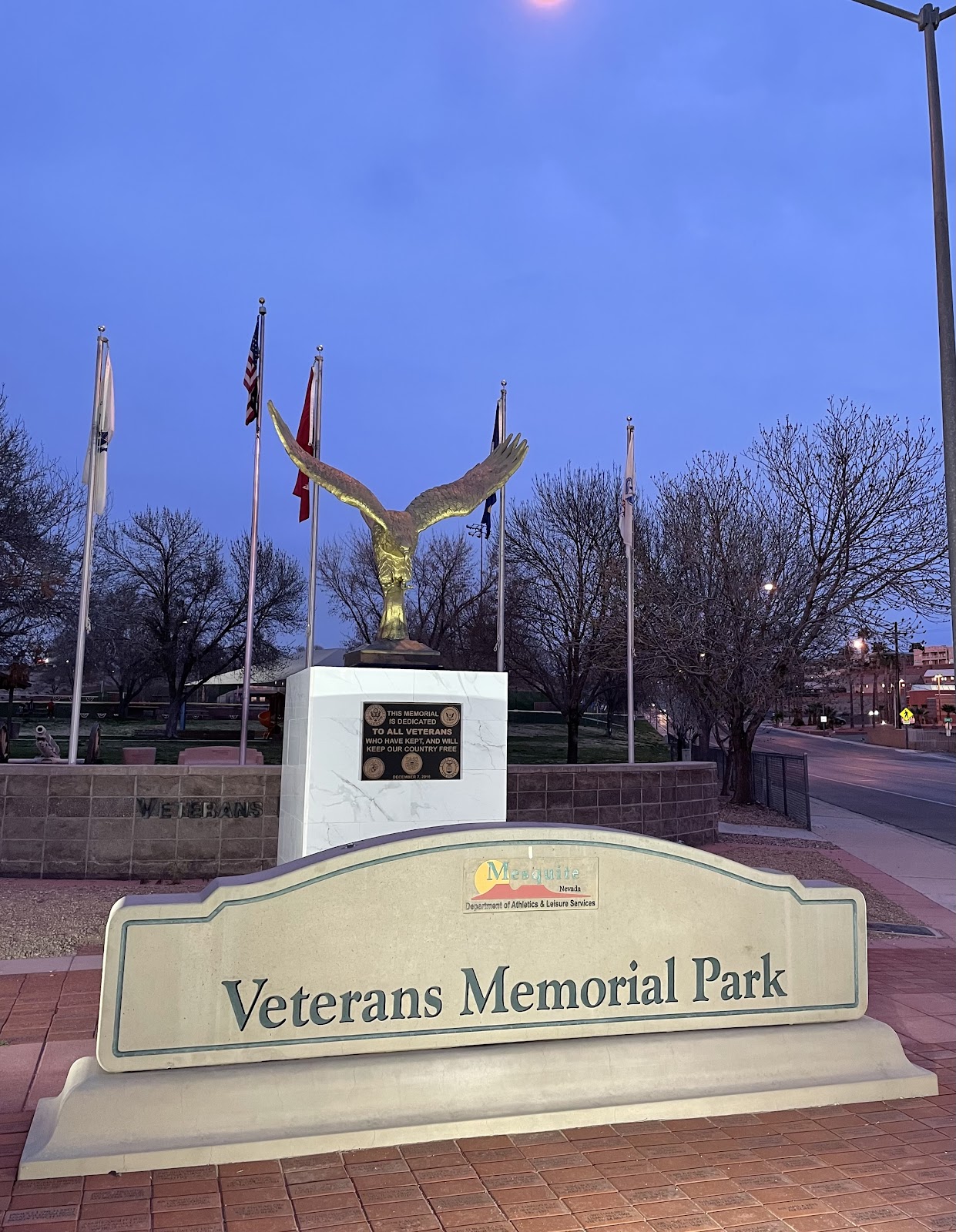 Mesquite Veterans Memorial cemetery grounds and headstones