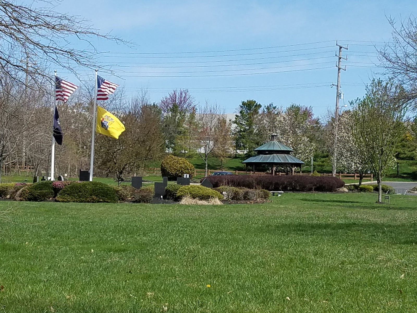 Monroe Township Memorial Park cemetery grounds and headstones