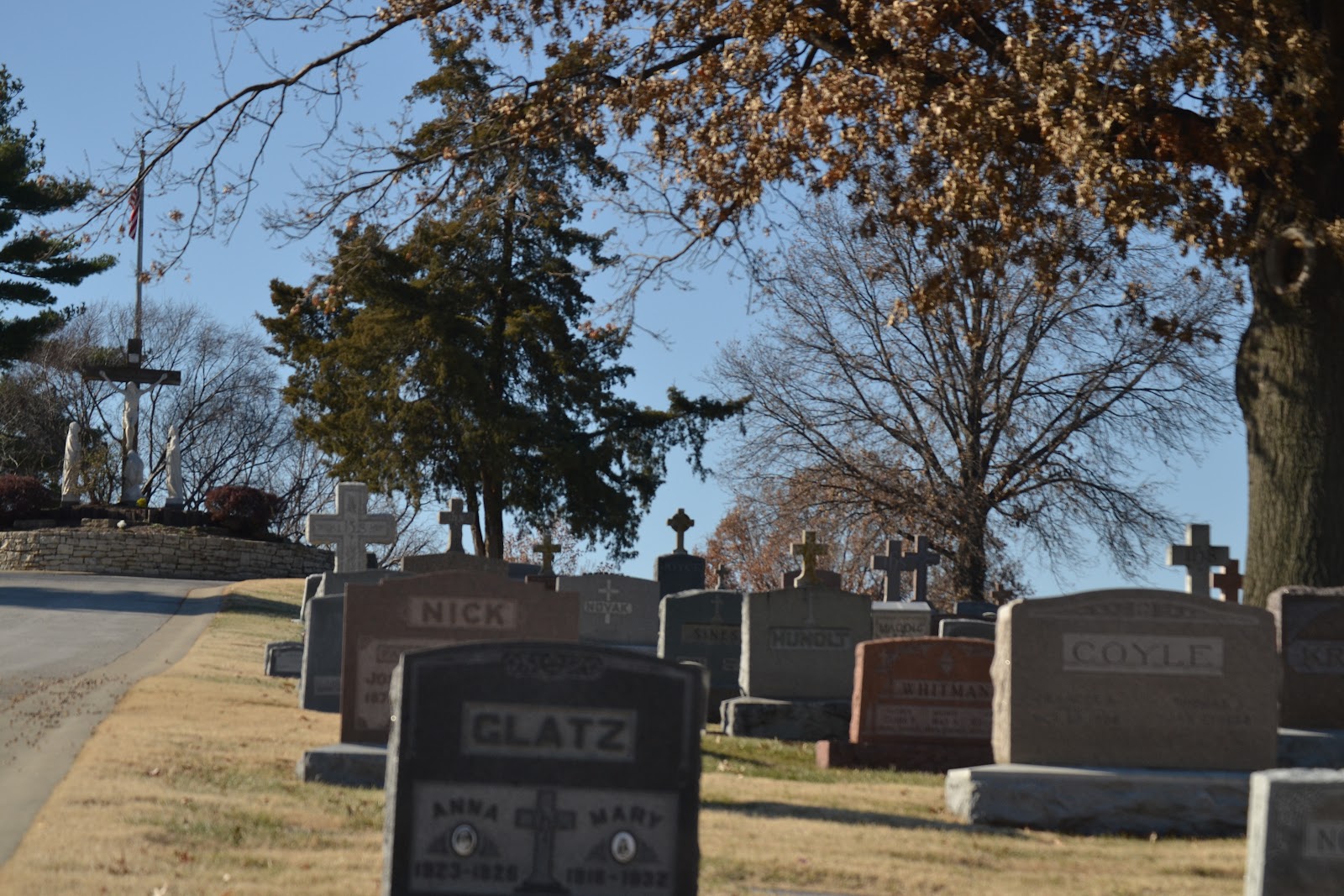 Mt. Calvary Catholic Cemetery headstone and grounds