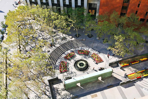 New York Vietnam Veterans Memorial Plaza Square cemetery grounds and headstones