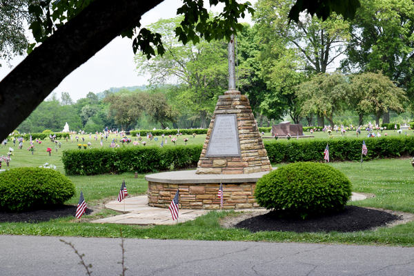 Newark Memorial Gardens cemetery grounds and headstones