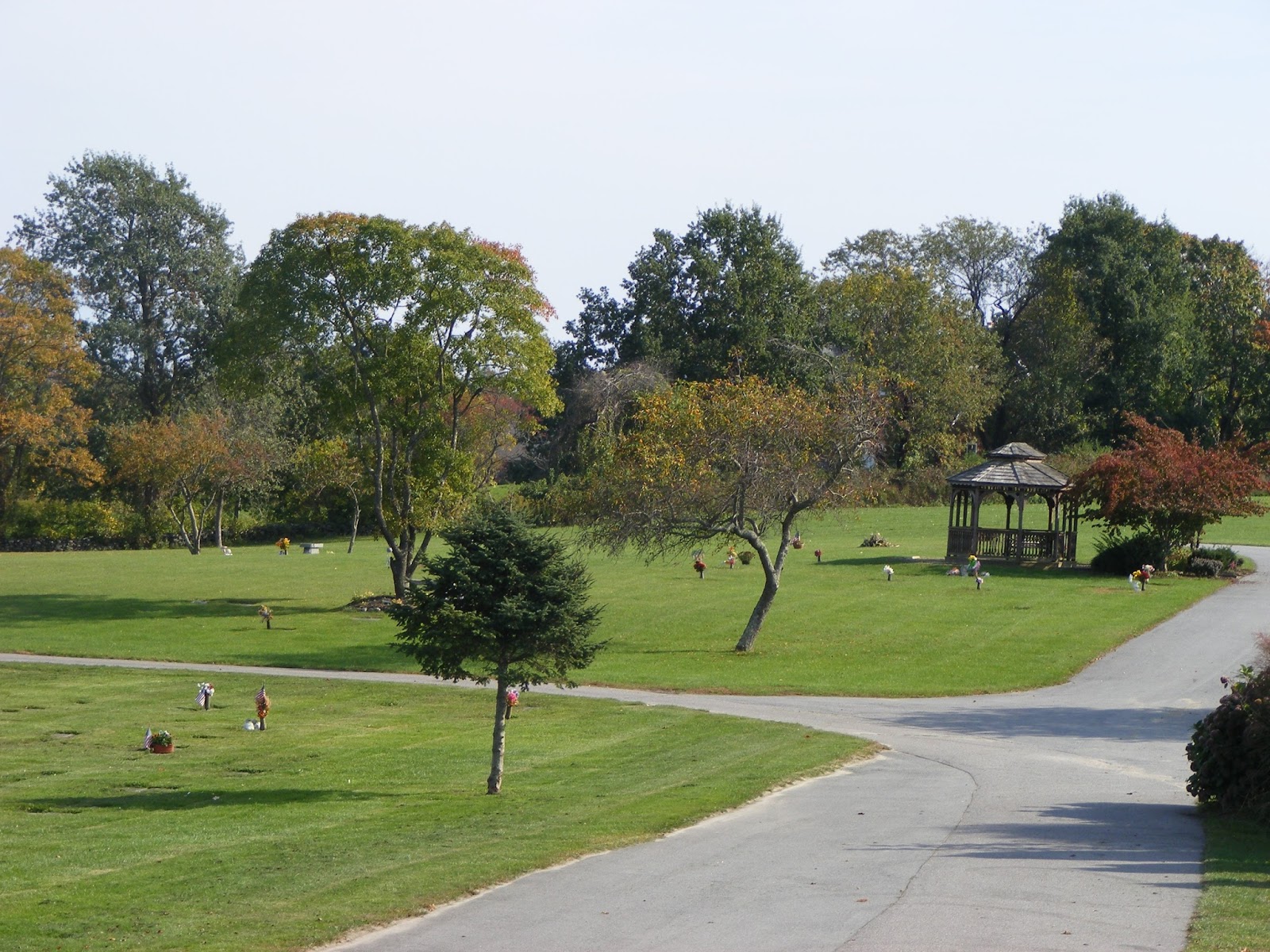 Newport Memorial Park cemetery grounds and headstones