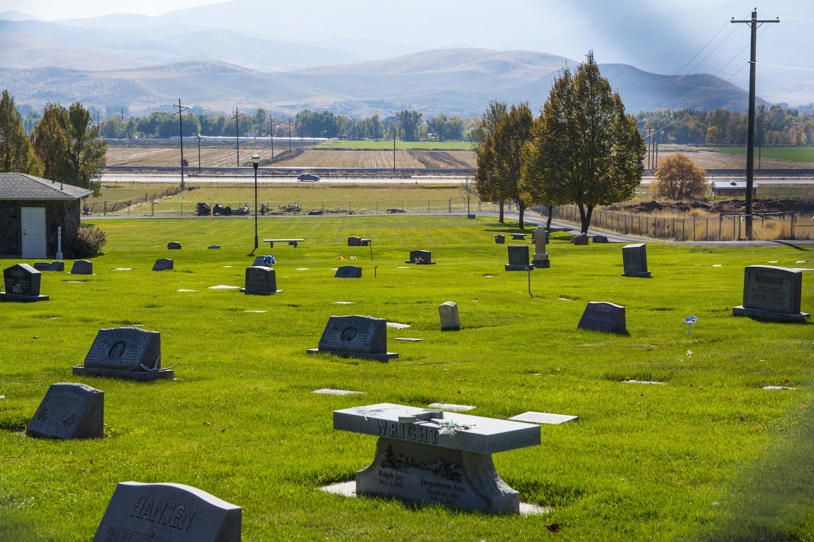 North Morgan Cemetery headstone and grounds