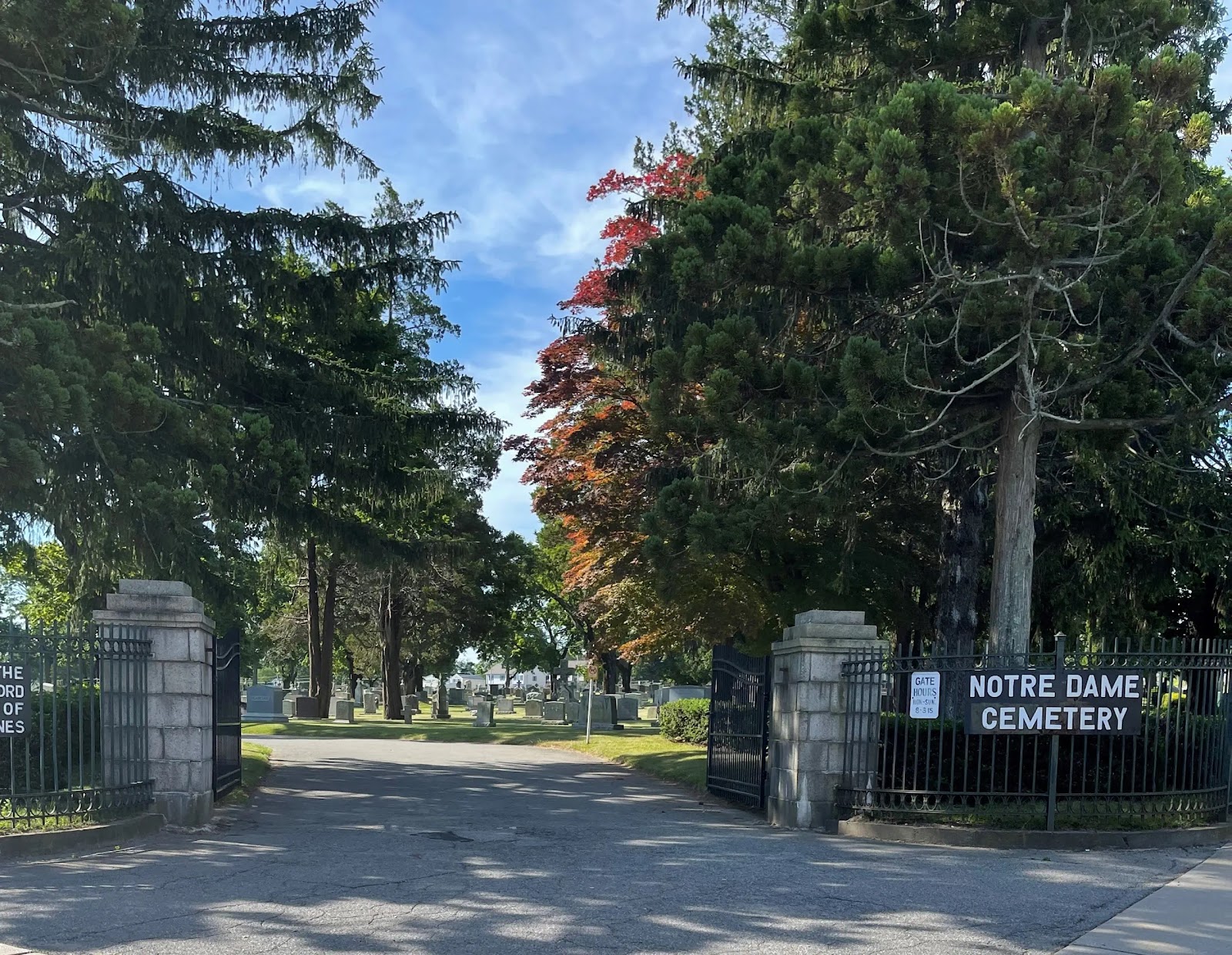 Notre Dame Cemetery and Mausoleums cemetery grounds and headstones