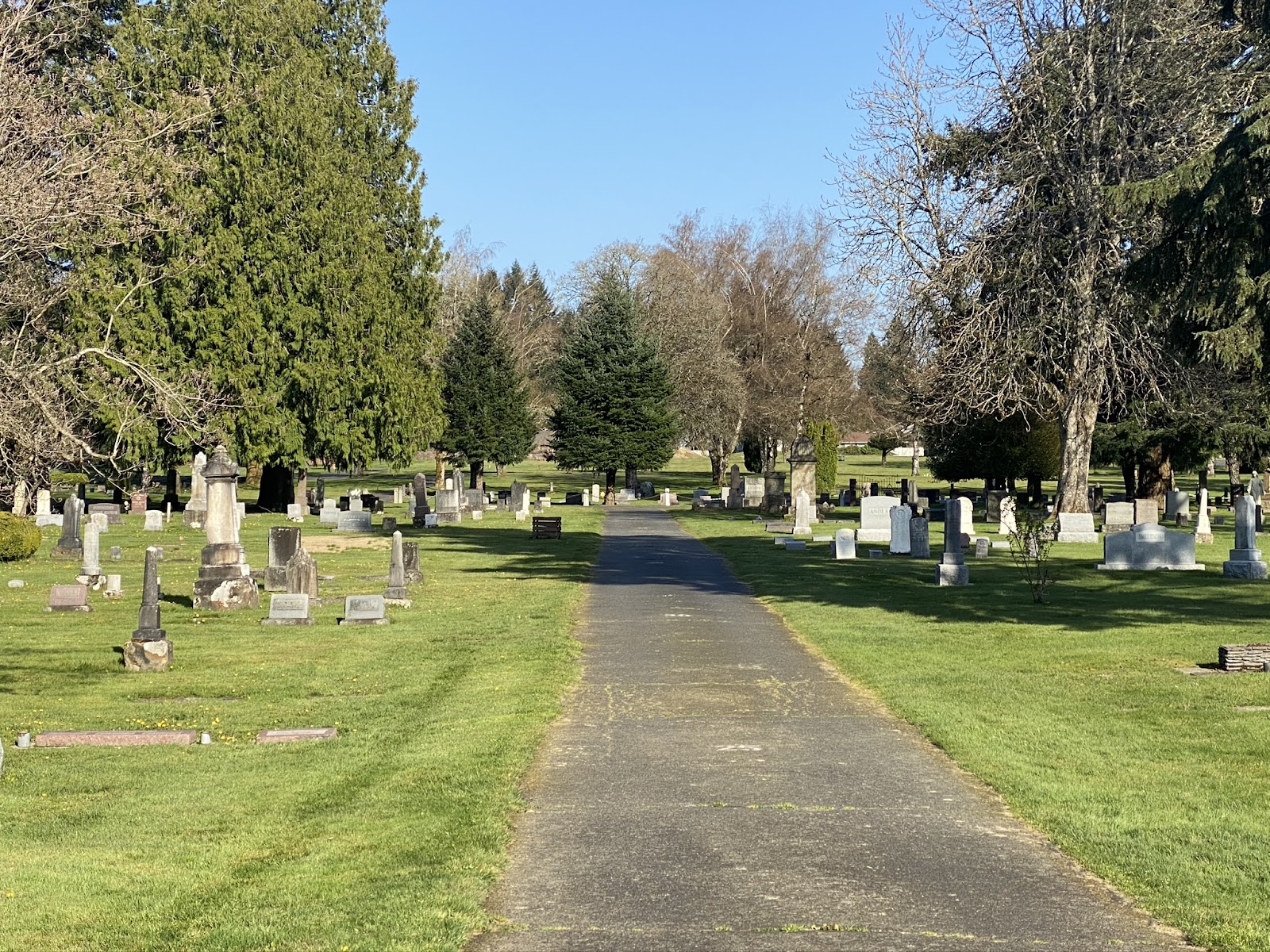 Odd Fellows Memorial Park cemetery grounds and headstones