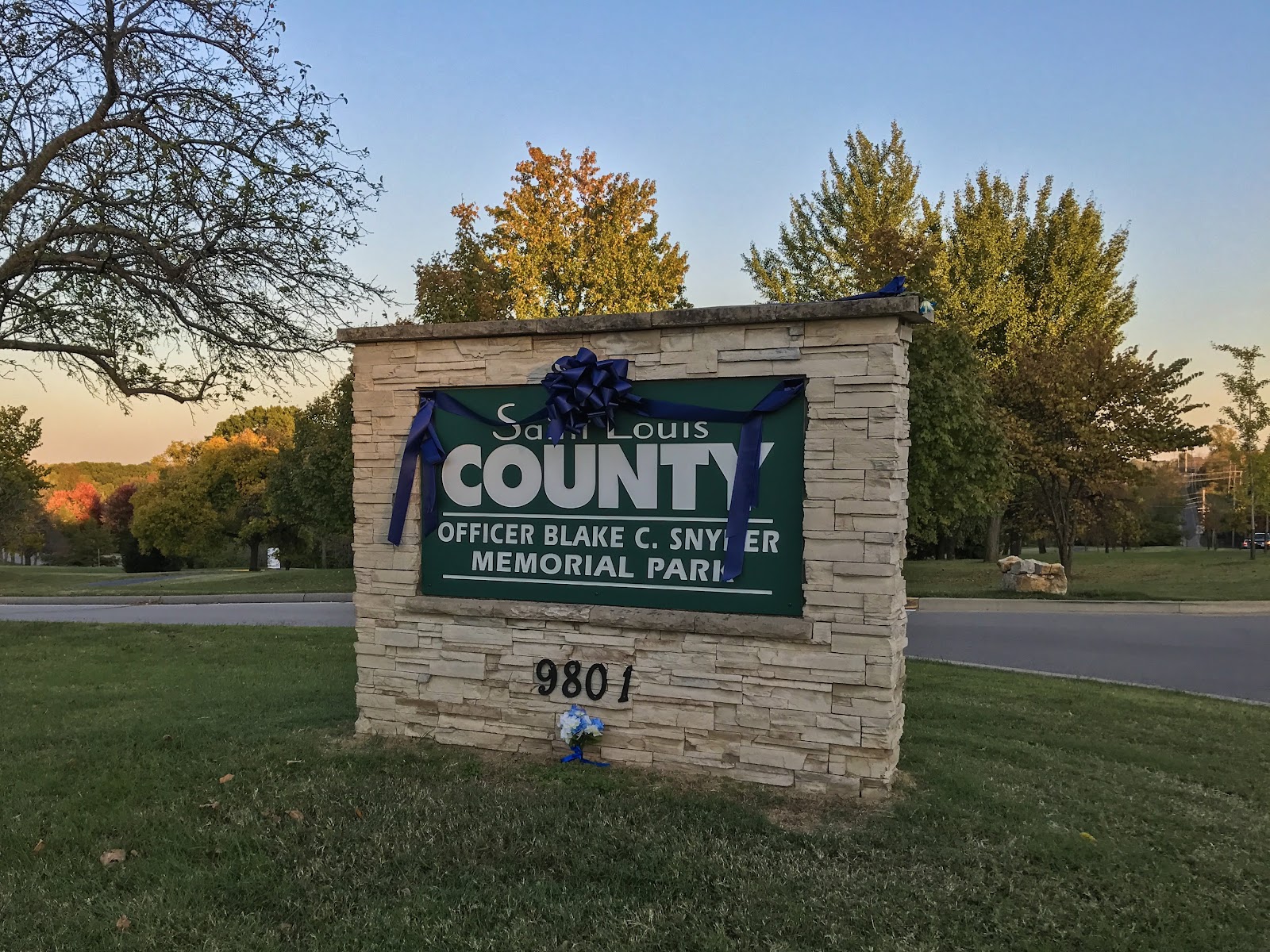 Officer Blake C. Snyder Memorial Park cemetery grounds and headstones