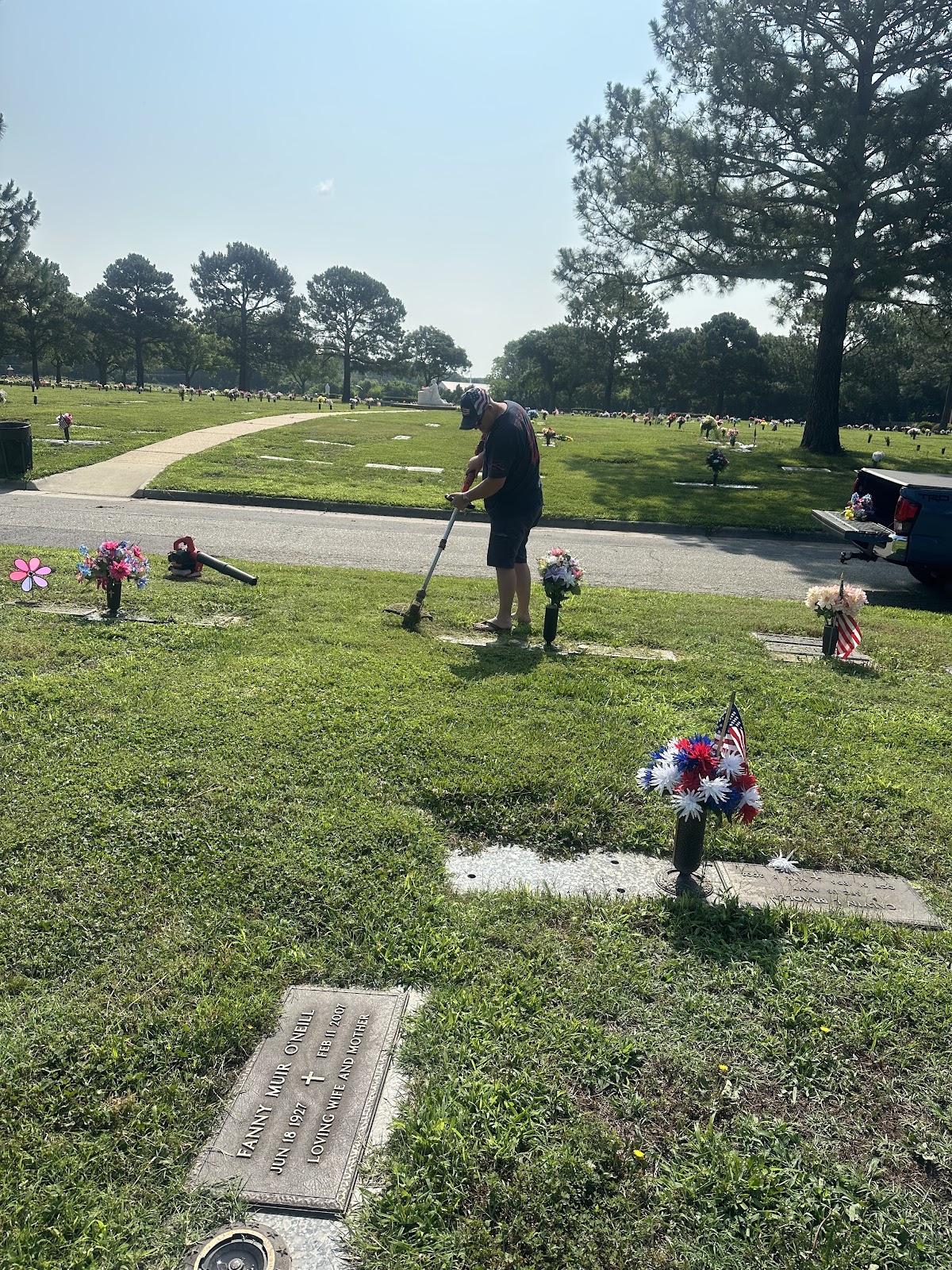 Parklawn Memorial Park cemetery grounds and headstones