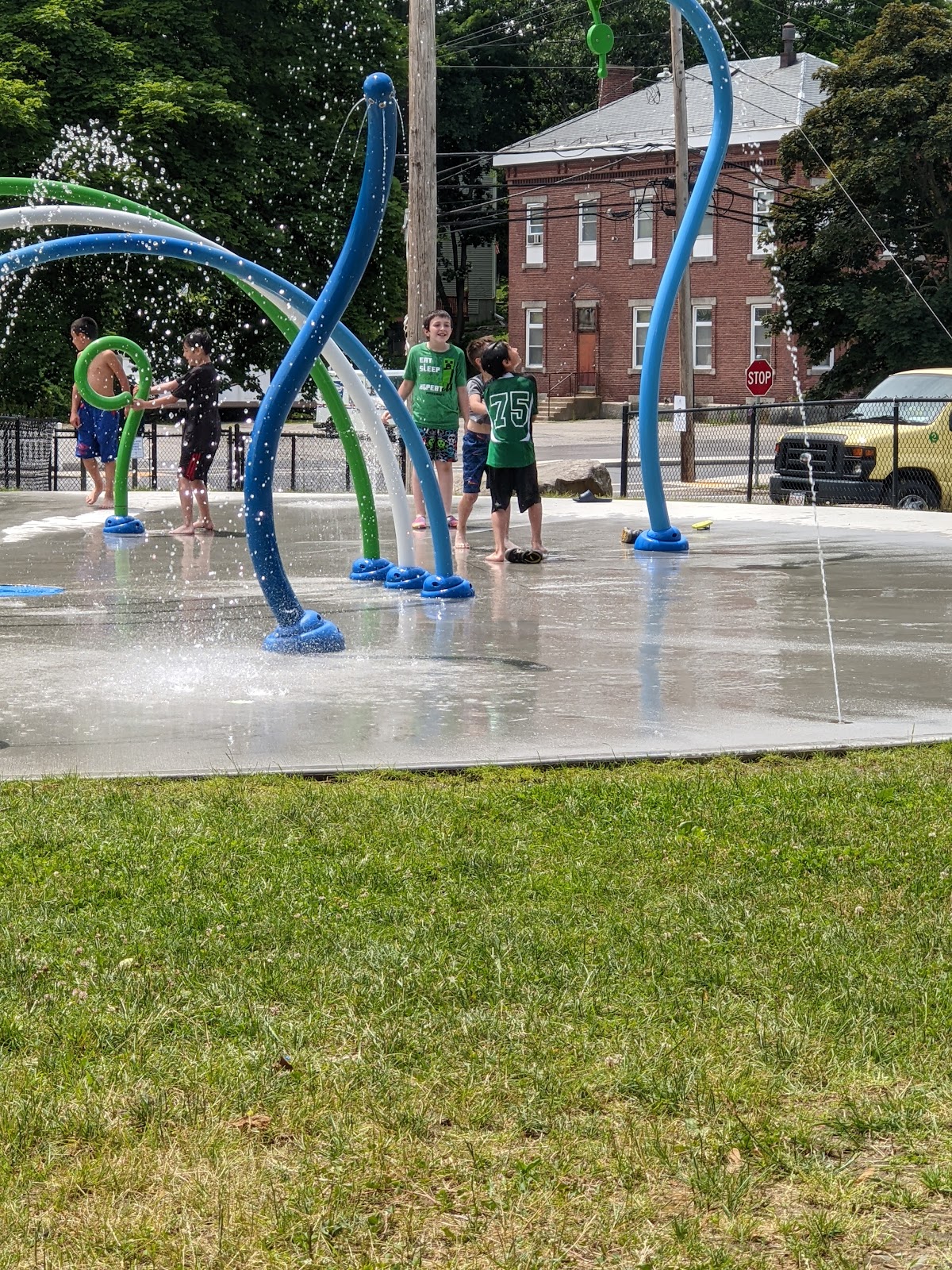 Philbin Memorial Park and Splashpad cemetery grounds and headstones