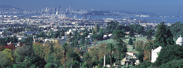 Piedmont Funeral Services and Mountain View Cemetery cemetery grounds and headstones