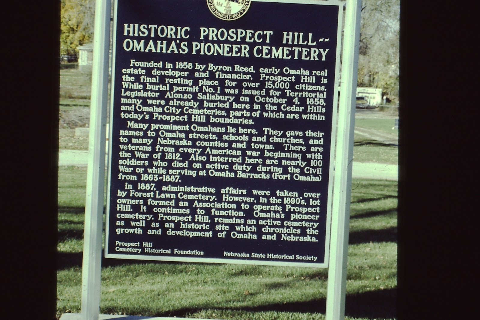 Prospect Hill Cemetery headstone and grounds