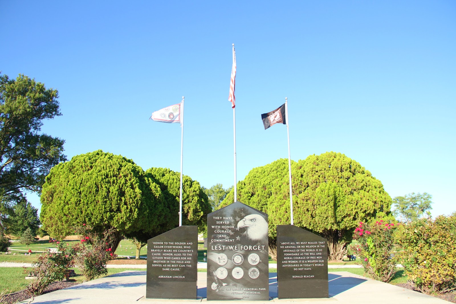 Quincy Memorial Park cemetery grounds and headstones