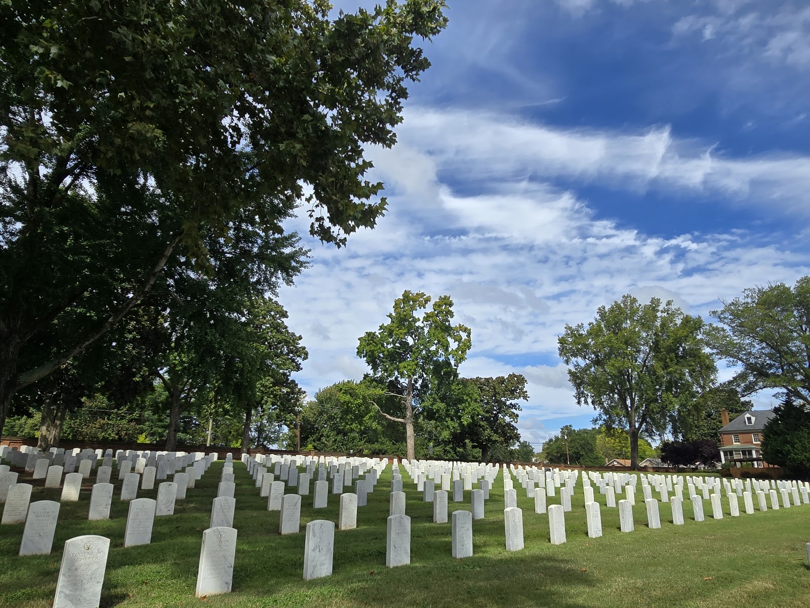 Raleigh National Cemetery cemetery grounds and headstones