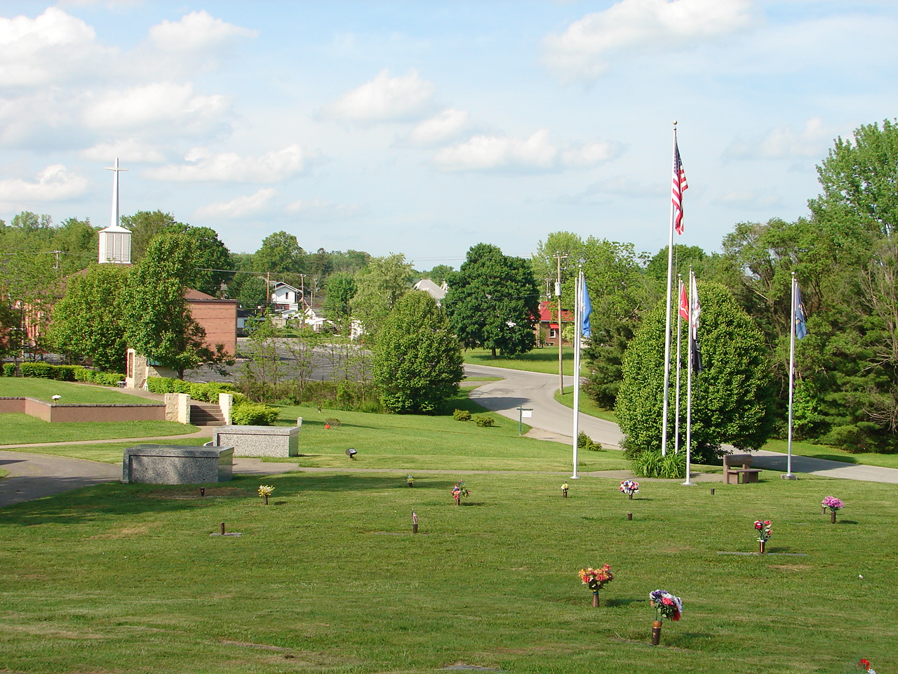 Resthaven Memorial Park headstone and grounds