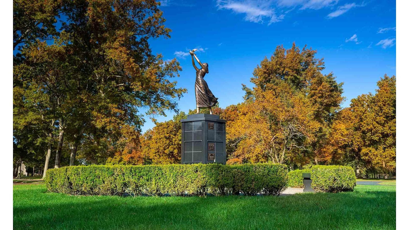 Restland Memorial Park headstone and grounds