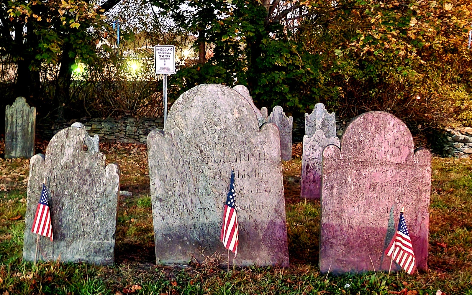 Rhode Island Historical Cemetery - Middletown 11 (Irish Lot) cemetery grounds and headstones